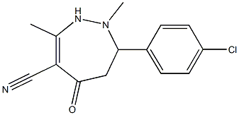 2-Methyl-3-(4-chlorophenyl)-6-cyano-7-methyl-1,2,3,4-tetrahydro-5H-1,2-diazepin-5-one 结构式