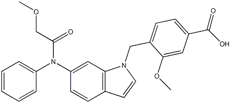 4-[6-[Methoxyphenylacetylamino]-1H-indol-1-ylmethyl]-3-methoxybenzoic acid 结构式