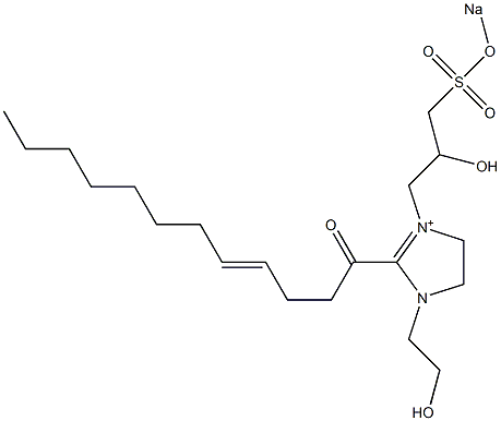 1-(2-Hydroxyethyl)-3-[2-hydroxy-3-(sodiooxysulfonyl)propyl]-2-(4-dodecenoyl)-2-imidazoline-3-ium 结构式