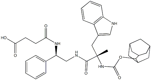 4-[(R)-2-[(S)-2-(Adamantan-2-yloxycarbonylamino)-3-(1H-indol-3-yl)-2-methylpropanoylamino]-1-phenylethylamino]-4-oxobutyric acid 结构式