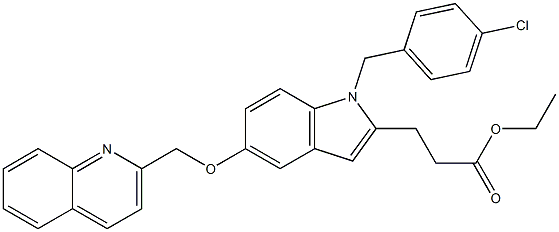 1-(4-Chlorobenzyl)-5-[(quinolin-2-yl)methoxy]-1H-indole-2-propanoic acid ethyl ester 结构式