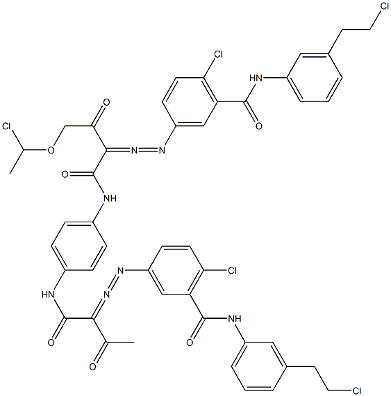 3,3'-[2-[(1-Chloroethyl)oxy]-1,4-phenylenebis[iminocarbonyl(acetylmethylene)azo]]bis[N-[3-(2-chloroethyl)phenyl]-6-chlorobenzamide] 结构式