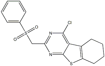 4-Chloro-5,6,7,8-tetrahydro-2-phenylsulfonylmethyl[1]benzothieno[2,3-d]pyrimidine 结构式