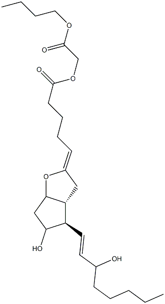 11,15-Dihydroxy-6,9-epoxyprosta-5,13-dien-1-oic acid butoxycarbonylmethyl ester 结构式