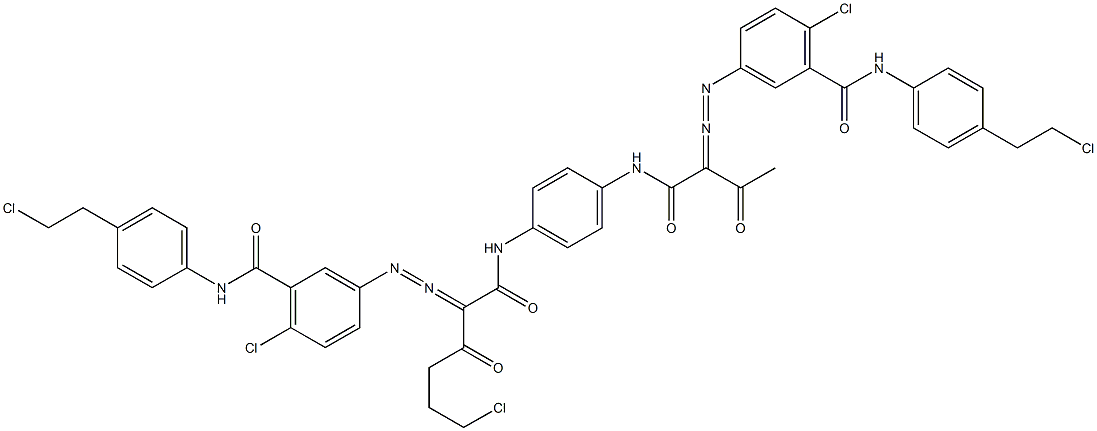 3,3'-[2-(2-Chloroethyl)-1,4-phenylenebis[iminocarbonyl(acetylmethylene)azo]]bis[N-[4-(2-chloroethyl)phenyl]-6-chlorobenzamide] 结构式