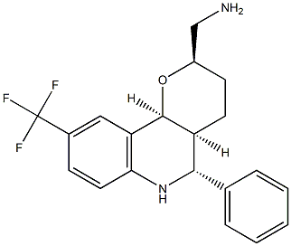 C-((2R,4aS,5R,10bS)-5-Phenyl-9-trifluoromethyl-3,4.4a,5,6,10b-hexahydro-2H-pyrano[3,2-c]quinolin-2-yl)methylamine 结构式