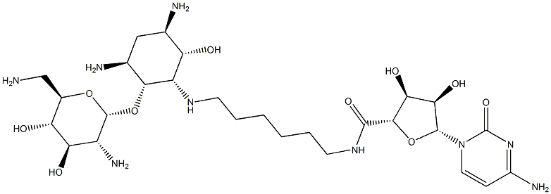 (2S,3S,4R,5R)-5-(4-AMINO-2-OXOPYRIMIDIN-1(2H)-YL)-N-(6-((1S,2R,3S,5R,6S)-3,5-DIAMINO-2-((2S,3R,4R,5S,6R)-3-AMINO-6-(AMINOMETHYL)-4,5-DIHYDROXYTETRAHYDRO-2H-PYRAN-2-YLOXY)-6-HYDROXYCYCLOHEXYLAMINO)HEXYL)-3,4-DIHYDROXYTETRAHYDROFURAN-2-CARBOXAMIDE 结构式