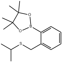2-(2-(Isopropylthiomethyl)phenyl)-4,4,5,5-tetramethyl-1,3,2-dioxaborolane 结构式