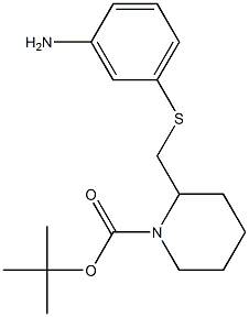 2-(3-Amino-phenylsulfanylmethyl)-piperidine-1-carboxylic acid tert-butyl ester 结构式