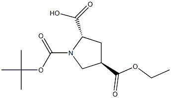 (2S,4R)-1-(tert-butoxycarbonyl)-4-(ethoxycarbonyl)pyrrolidine-2-carboxylic acid 结构式