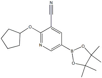 2-(cyclopentyloxy)-5-(4,4,5,5-tetramethyl-1,3,2-dioxaborolan-2-yl)pyridine-3-carbonitrile 结构式