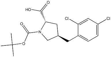 反式-N-BOC-4-(2,4-二氯苄基)-L-脯氨酸 结构式