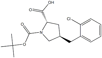 反式-N-BOC-4-(2-氯苄基)-L-脯氨酸 结构式