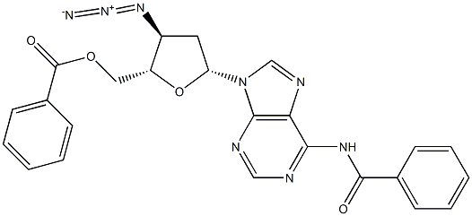 3'-Azido-N6-benzoyl-5'-O-benzoyl-2',3'-dideoxyadenosine 结构式