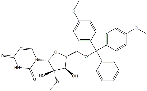 5'-O-(4,4'-二甲氧基三苯甲基)-2'-甲氧基尿苷 结构式