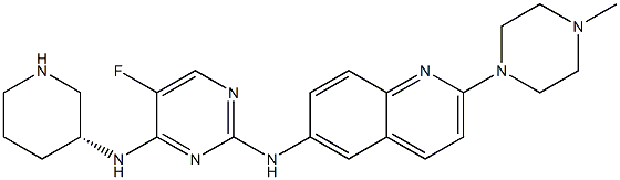 (R)-5-fluoro-N2-(2-(4-methylpiperazin-1-yl)quinolin-6-yl)-N4-(piperidin-3-yl)pyrimidine-2,4-diamine 结构式