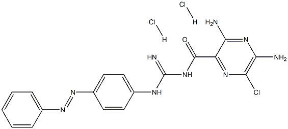 3,5-Diamino-6-chloro-N-[imino[[4-(2-phenyldiazenyl)phenyl]amino]methyl]-2-pyrazinecarboxamide dihydrochloride 结构式