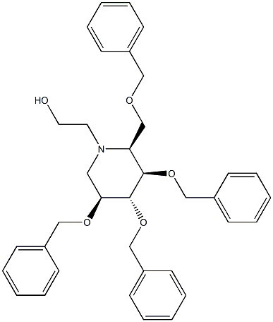 (2S,3R,4R,5S)-3,4,5-Tris(phenylmethoxy)-2-[(phenylmethoxy)methyl]-1-piperidineethanol 结构式