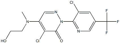 4-Chloro-2-(3-chloro-5-(trifluoromethyl)pyridin-2-yl)-5-((2-hydroxyethyl)(methyl)amino)pyridazin-3(2H)-one 结构式