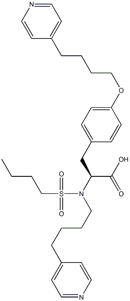 N,O-二((4-吡啶)丁基)-N-正丁基磺酰基-L-酪氨酸 结构式