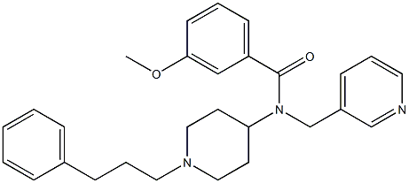 3-METHOXY-N-[1-(3-PHENYLPROPYL)PIPERIDIN-4-YL]-N-(PYRIDIN-3-YLMETHYL)BENZAMIDE 结构式