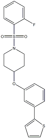 1-[(2-FLUOROPHENYL)SULFONYL]-4-[3-(2-THIENYL)PHENOXY]PIPERIDINE 结构式