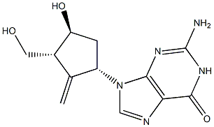 (1S,3R,4S)-9-[4-羟基-3-(羟甲基)-2-亚甲基环戊基]鸟嘌呤 结构式