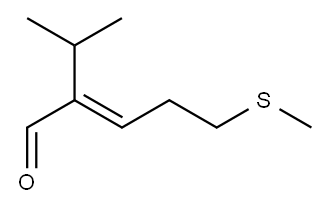2-异丙基-5-甲硫基-2-戊烯醛 结构式