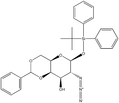 1-O-叔丁基二苯基甲硅烷基-2-叠氮基-4,6-O-亚苄基-2-脱氧-Β-D-吡喃半乳糖苷 结构式