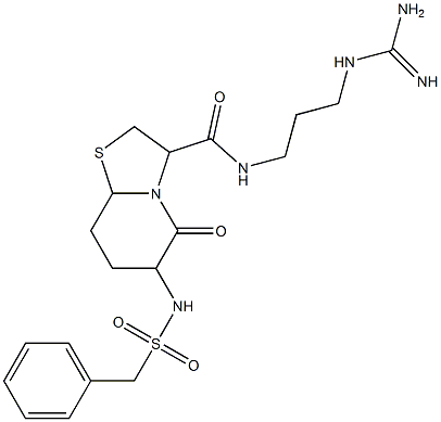 N-(3-((aminoiminomethyl)amino)propyl)-hexahydro-5-oxo-6-(((phenylmethyl)sulfonyl)amino)-5H-thiazolo(3,2-a)pyridine-3-carboxamide 结构式