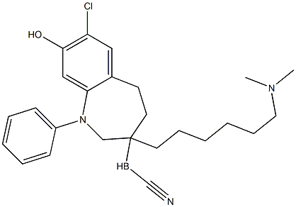 7-chloro-8-hydroxy-3-(6-(N,N-dimethylamino)hexyl)-1-phenyl-2,3,4,5-tetrahydro-1H-3-benzazepine-cyanoborane 结构式
