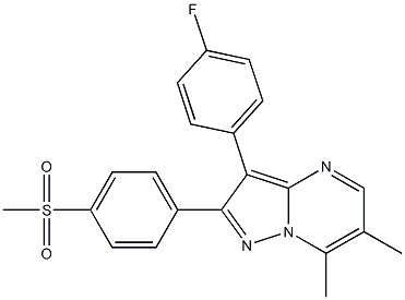 3-(4-fluorophenyl)-6,7-dimethyl-2-(4-methylsulfonylphenyl)pyrazolo(1,5-a)pyrimidine 结构式
