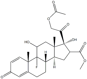 methyl 21-acetyloxy-3,20-dioxo-11,17-dihydroxy-9-fluoro-1,4-pregnadiene-16-carboxylate 结构式