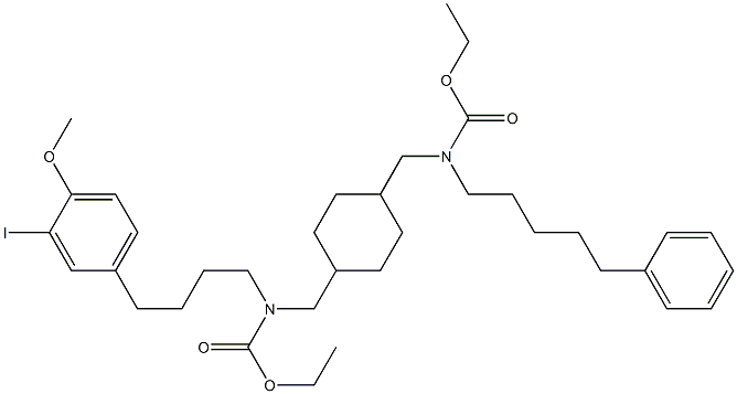 N,N'-bis(ethoxycarbonyl)-N-(4-(3-iodo-4-methoxyphenyl)butyl)-N'-(5-phenylpentyl)-1,4-cyclohexanedimethanamine 结构式