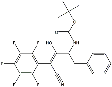 4-tert-butoxycarbonylamino-3-hydroxy-2-(2,3,4,5,6-pentafluorophenyl)-5-phenyl-2-pentenenitrile 结构式