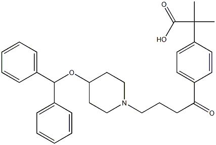 4-(4-(4-diphenylmethoxy-1-piperidyl)butyryl)dimethylphenylacetic acid 结构式