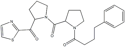 2-((1-((1-(4-phenylbutanoyl)-2-pyrrolidinyl)carbonyl)-2-pyrrolidinyl)carbonyl)thiazole 结构式