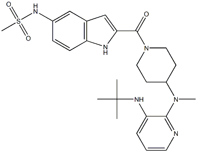 1-((5-methanesulfonamidoindol-2-yl)carbonyl)-4-(N-methyl-N-(3-((1,1-dimethylethyl)amino)-2-pyridinyl)amino)piperidine 结构式