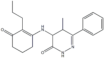 4,5-dihydro-5-methyl-6-(4-(2-propyl-3-oxo-1-cyclohexenyl)amino)phenyl-3(2H)-pyridazinone 结构式