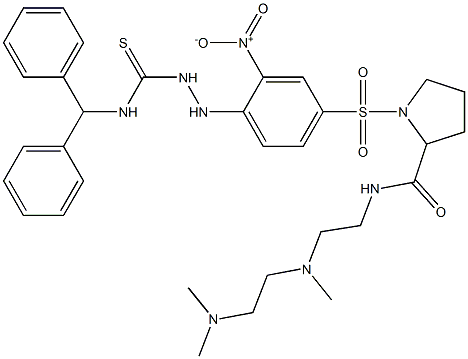 N-(4-(2-(2-((2-dmethylaminoethyl)methylamino)ethylaminocarbonyl)pyrrolidinylsulfonyl)-2-nitrophenylamino)-N'-diphenylmethylthiourea 结构式