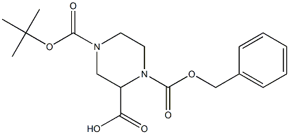 4-叔丁氧羰基-1-苄氧羰基-2-哌嗪羧酸 结构式