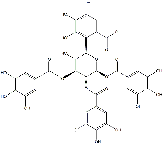 [(2R,3R,4S,5R,6S)-3-hydroxy-4,5,6-tris[(3,4,5-trihydroxybenzoyl)oxy]oxan-2-yl]methyl 3,4,5-trihydroxybenzoate 结构式