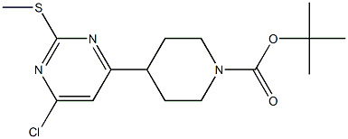 tert-butyl 4-[6-chloro-2-(methylsulfanyl)pyrimidin-4-yl]piperidine-1-carboxylate 结构式