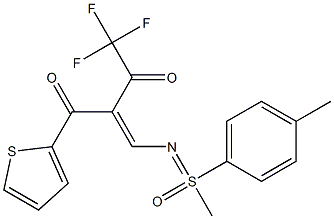 4,4,4-trifluoro-2-({[1-methyl-1-(4-methylphenyl)-1-oxo-lambda~6~-sulfanylidene]amino}methylidene)-1-(2-thienyl)butane-1,3-dione 结构式