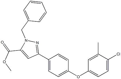 methyl 3-(4-(4-chloro-3-methylphenoxy)phenyl)-1-benzyl-1H-pyrazole-5-carboxylate 结构式