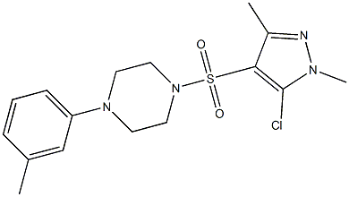 1-[(5-CHLORO-1,3-DIMETHYL-1H-PYRAZOL-4-YL)SULFONYL]-4-(3-METHYLPHENYL)PIPERAZINE 结构式