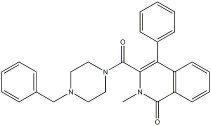 3-[(4-BENZYLPIPERAZIN-1-YL)CARBONYL]-2-METHYL-4-PHENYLISOQUINOLIN-1(2H)-ONE 结构式