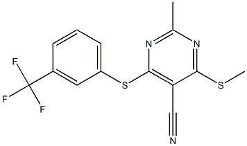 2-methyl-4-(methylthio)-6-{[3-(trifluoromethyl)phenyl]thio}pyrimidine-5-carbonitrile 结构式