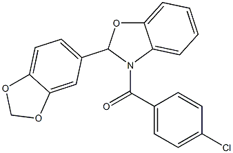[2-(1,3-benzodioxol-5-yl)-2,3-dihydro-1,3-benzoxazol-3-yl](4-chlorophenyl)methanone 结构式