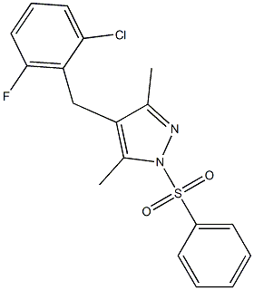 4-(2-chloro-6-fluorobenzyl)-3,5-dimethyl-1-(phenylsulfonyl)-1H-pyrazole 结构式